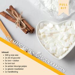 DIY pakket kaarsen maken | Geurkaarsen maken | Mandarijn & citroen geur | Eco friendly & vegan wax | Soja wax | Kaarsen pakket | Amber glas